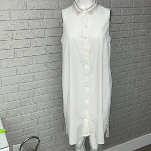 Tommy Hilfiger Women White Sleeveless Shirt Dress Size 10